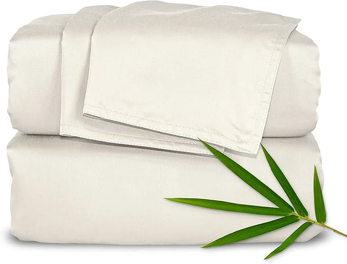 First-Class Pure Bamboo King Sheets Organic Viscose Derived from Bamboo Bed Sheet Set Luxuriously Soft amp Cooling Double Stitching 2 Year Quality Promise King Ivory Innovative