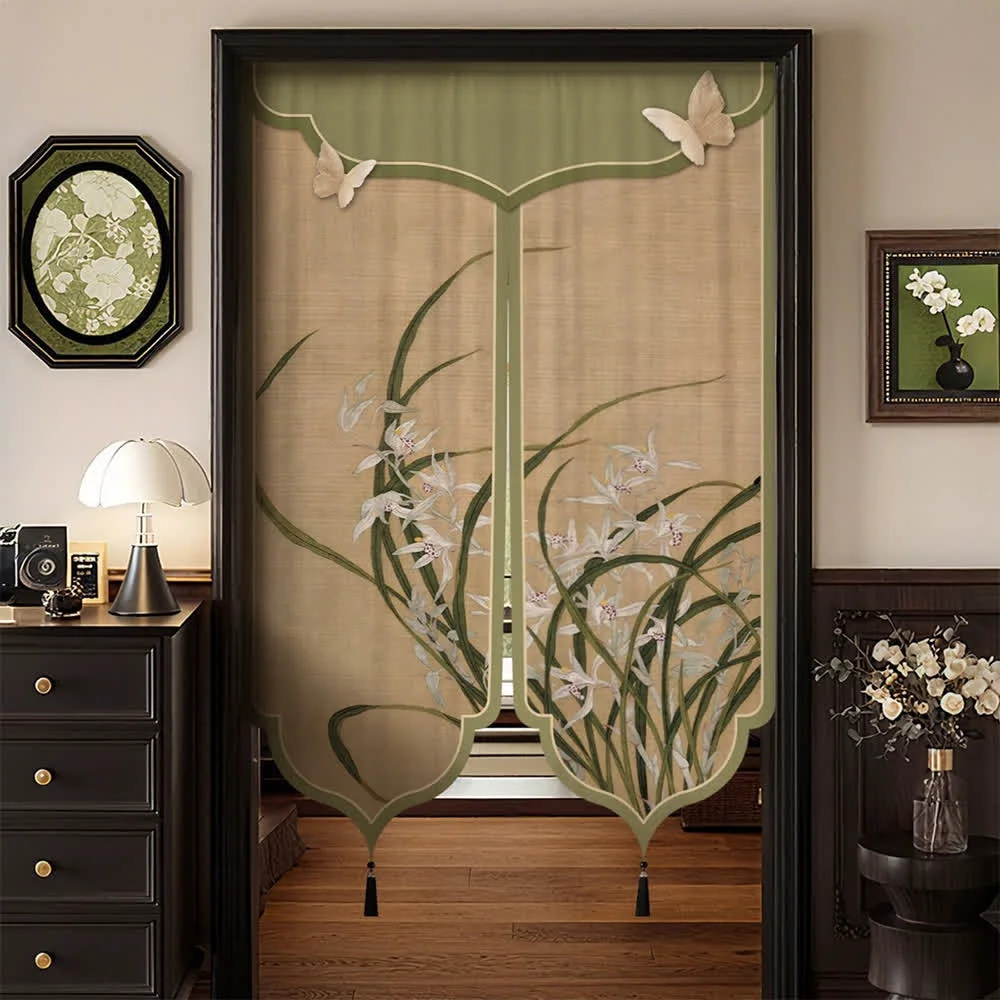 High-Performance Ownkoti Oriental Orchid Aesthetic Door Curtain Smooth