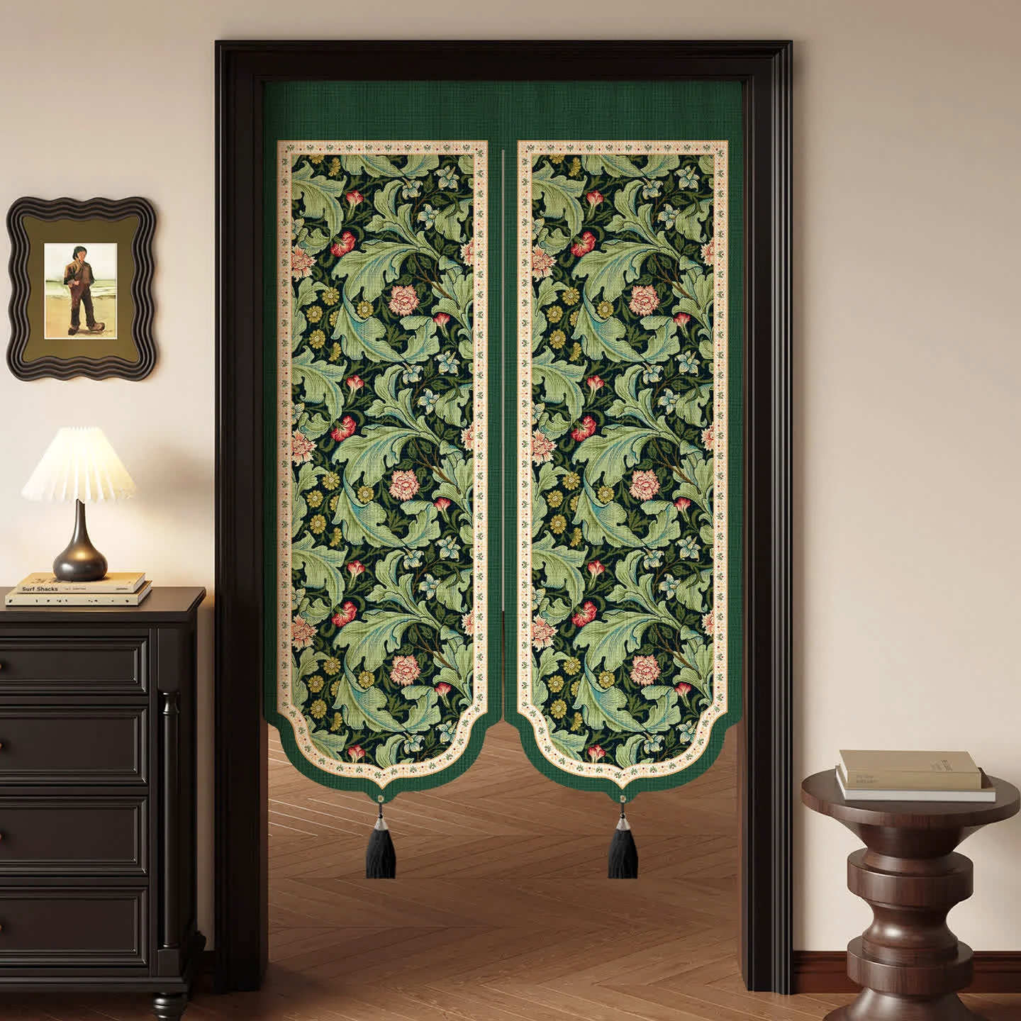 Fine Ownkoti Vintage Floral Door Curtain With Tassels Eco-Friendly