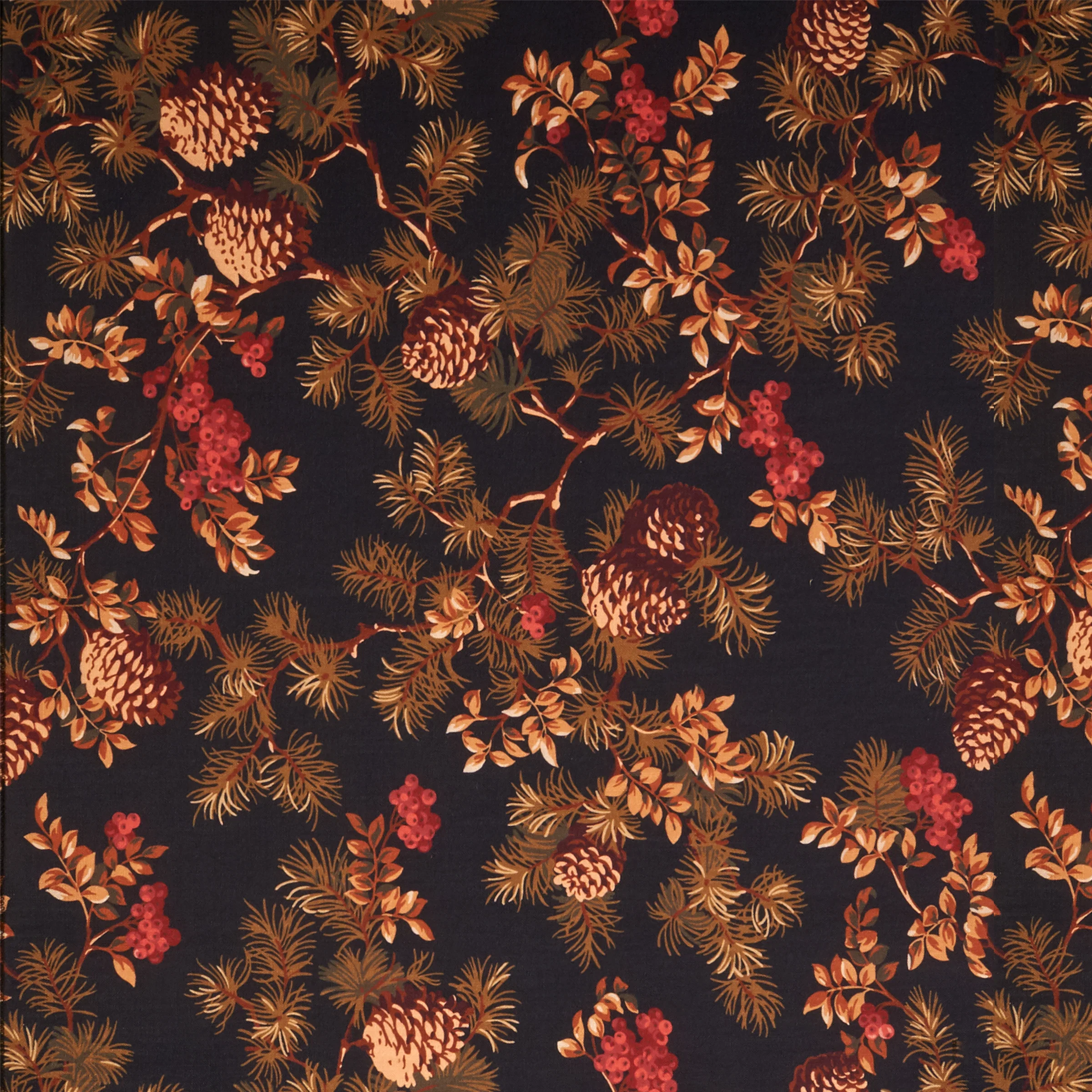 Flexible Vintage Pines-Black Fabric by the Yard Grade 20 High-End