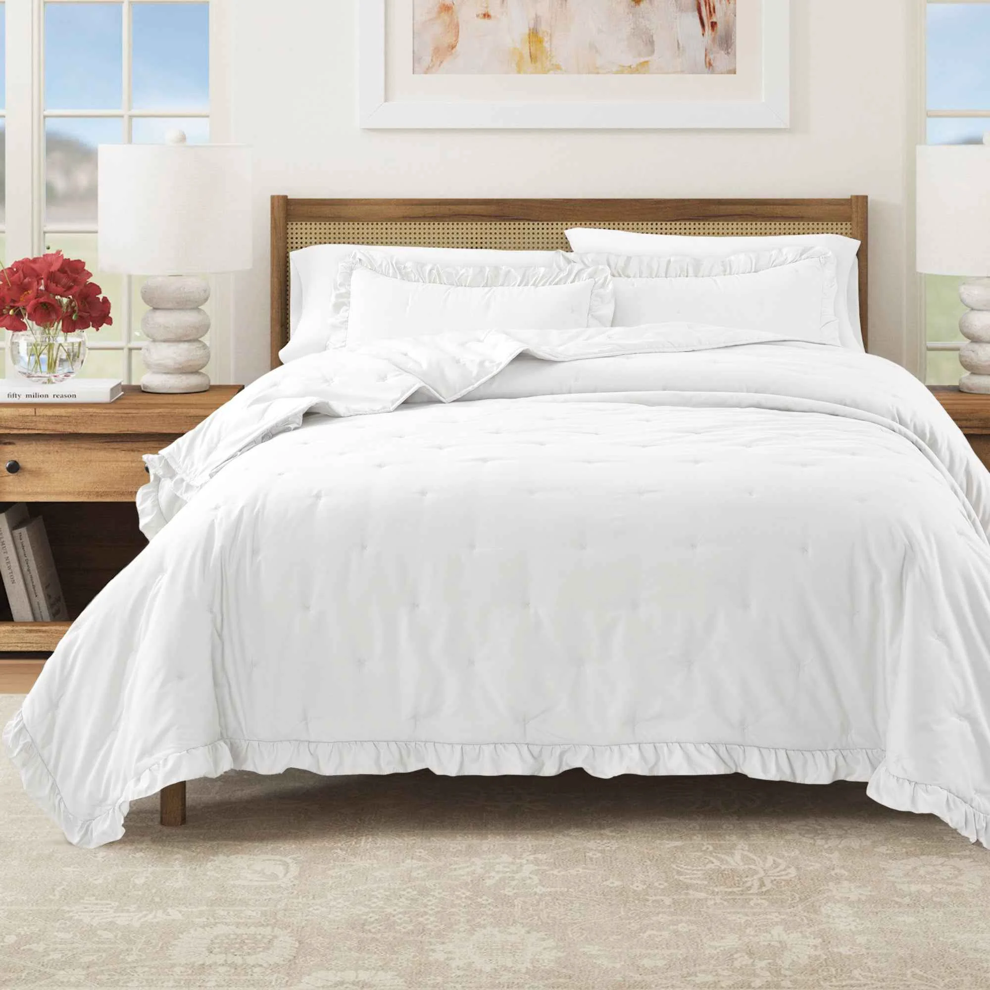 High-End Dot Stitched Ruffled Quilt Set - Dot-Ruffled Collection Premium Material