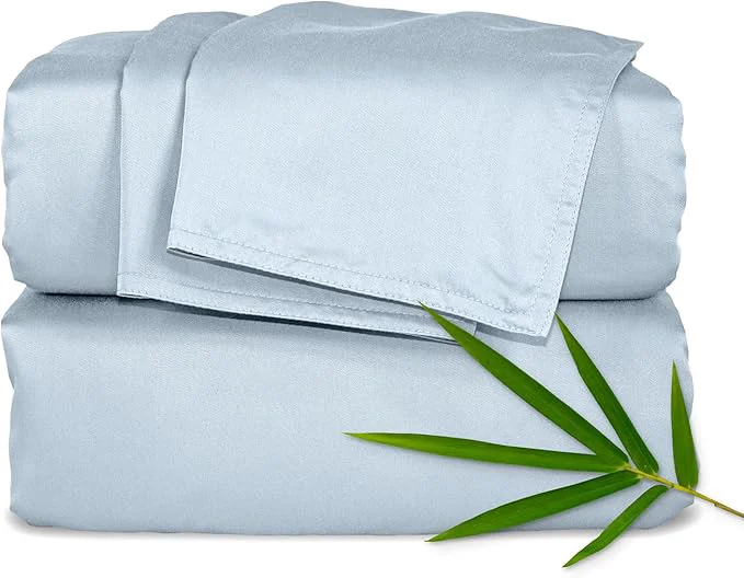 Innovative Pure Bamboo Full Sheets Organic Viscose Derived from Bamboo Bed Sheet Set Luxuriously Soft amp Cooling Double Stitching 2 Year Quality Promise Full Glacier Original