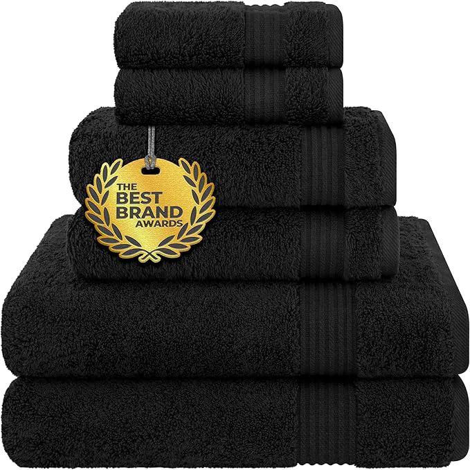 Trusted Cotton Paradise Black 6 Piece Towel Set Cotton Turkish Towels Expertly Made