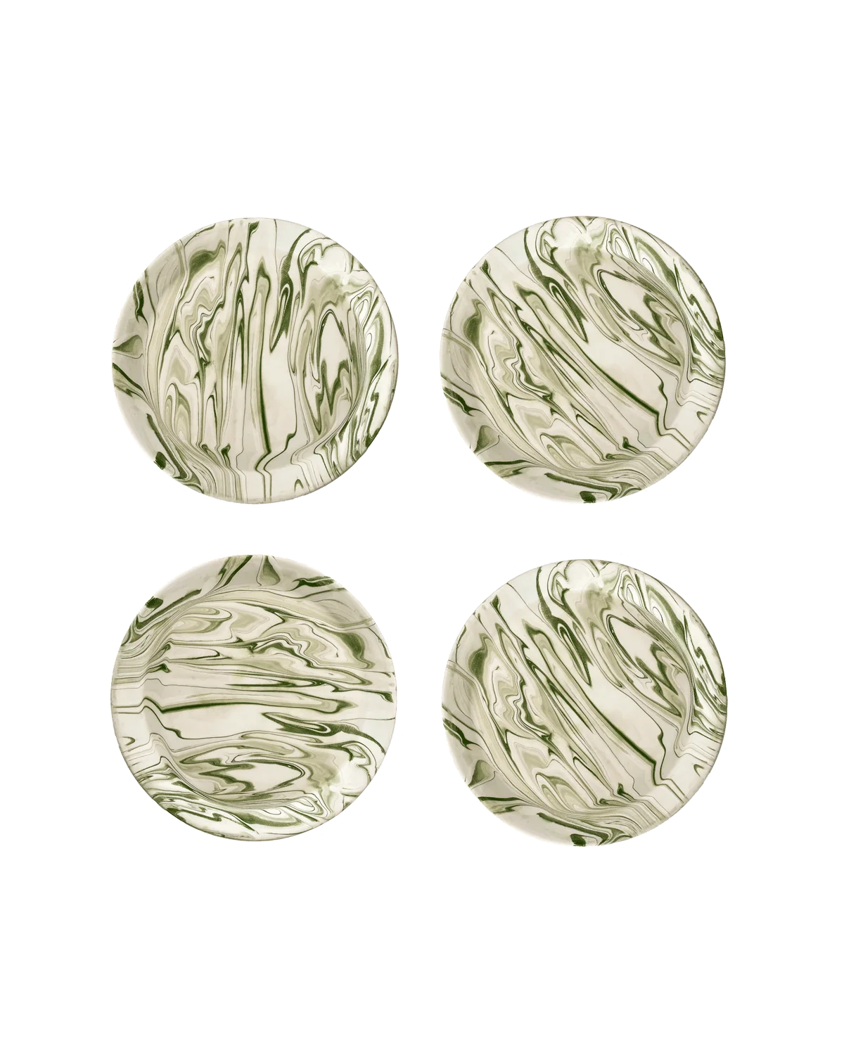 Sophisticated Marbled Olive Salad Plate - Set of 4 User-Friendly