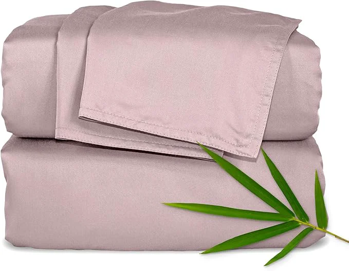 Safe Pure Bamboo Queen Sheets Organic Viscose Derived from Bamboo Bed Sheet Set Luxuriously Soft amp Cooling Double Stitching 2 Year Quality Promise Queen Dusty Pink User-Friendly