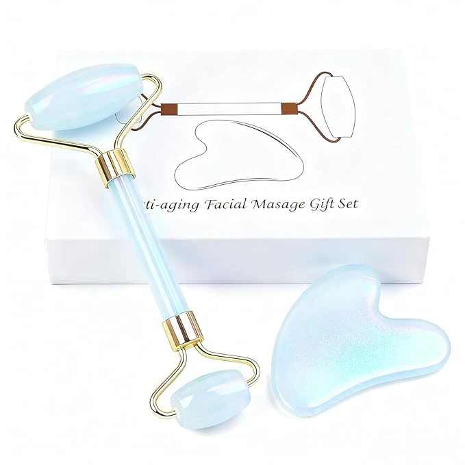 Trendy Jade roller and gua sha facial roller women's skincare tool self-care gift Contemporary