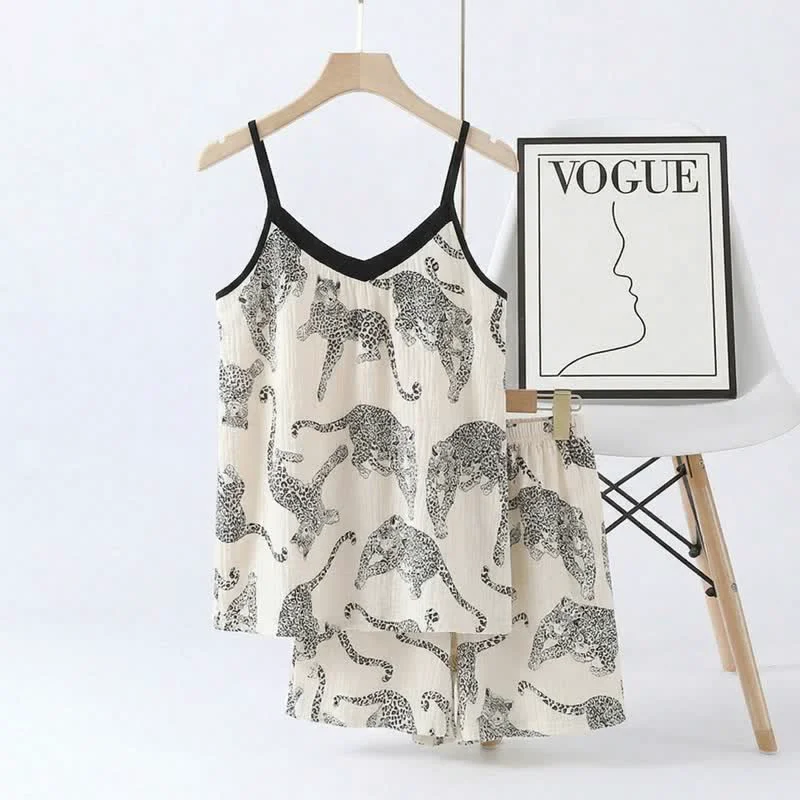 Professional Ownkoti Leopard Print Cami amp Shorts Pajama Set Premium