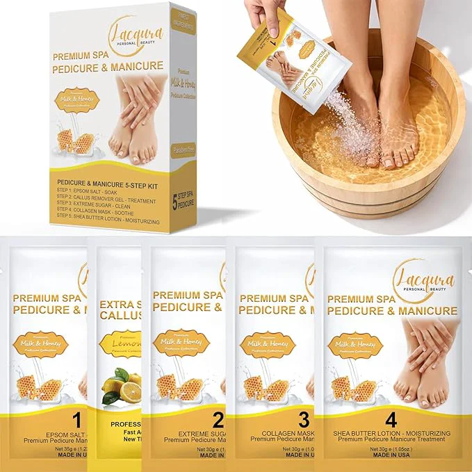 Practical Deluxe Pedicure Kit 5 Step Spa Set – Epsom Salt Soak Callus Remover Gel Detailed