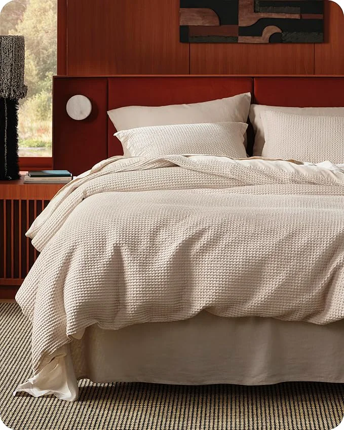 Clean Bedsure Cotton Duvet Cover King - Cotton Waffle Weave Beige Duvet Cover King Size GentleSoft™ and Breathable Bedding Set for All Season 3 Pieces 104 quot x90 quot Flexible