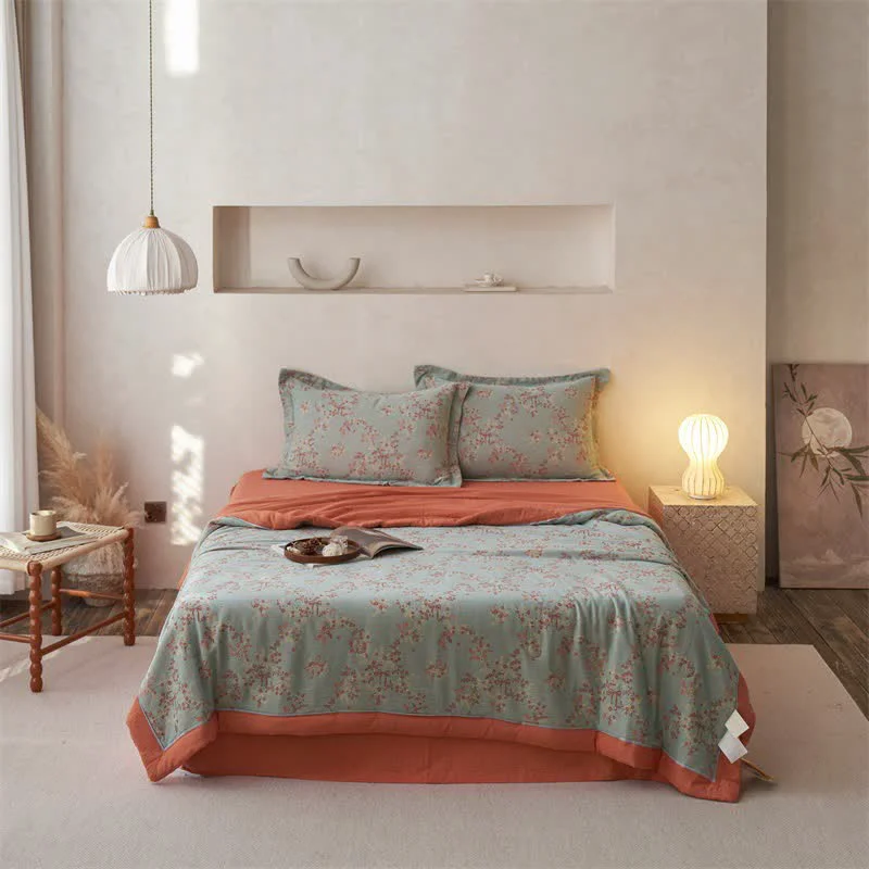 Stylish Ownkoti Cotton Gauze Jacquard Floral amp Bow Bedding User-Friendly