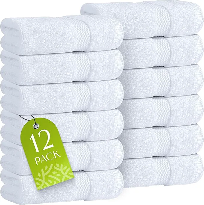 Flexible Wealuxe White Washcloths 12 Pack Reliable