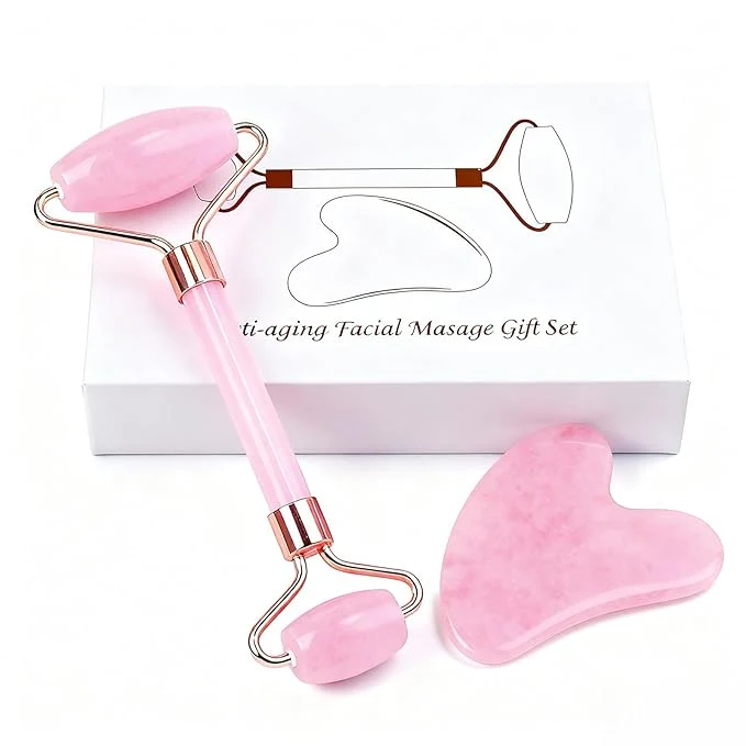Verified Jade roller and gua sha facial roller women's skincare tool self-care gift High-Quality