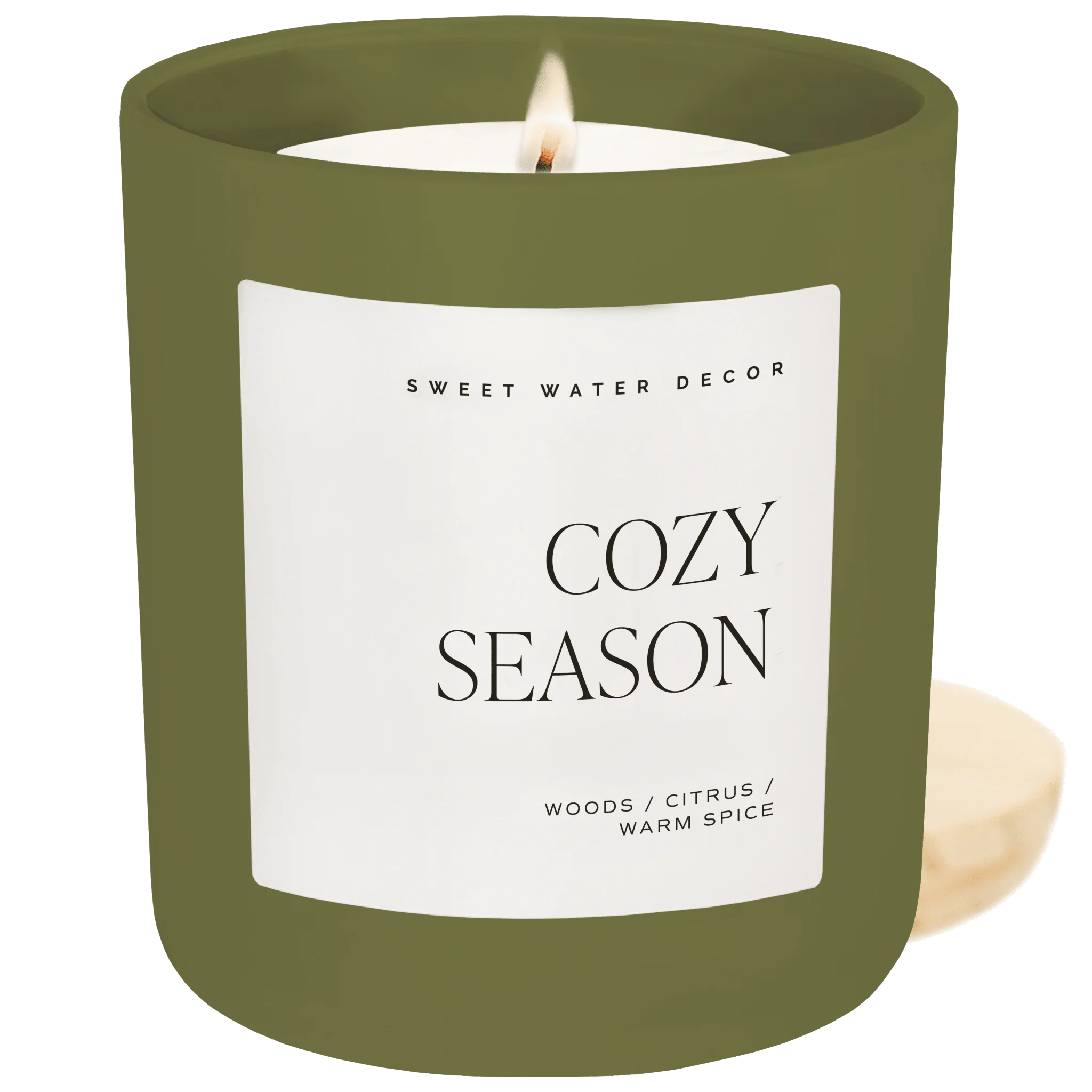 Selected Cozy Season Soy Candle - Olive Matte Jar - 15 oz Natural