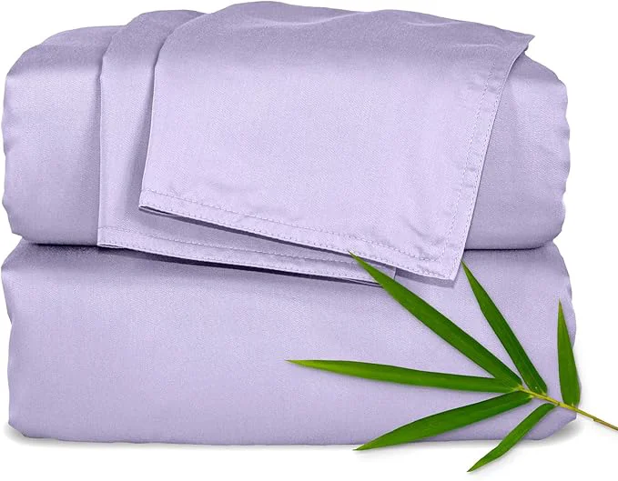 Crafted Pure Bamboo Twin Sheets Organic Viscose Derived from Bamboo Bed Sheet Set Luxuriously Soft amp Cooling Double Stitching 2 Year Quality Promise Twin Lavender Trusted