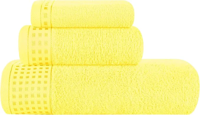 Detailed GLAMBURG Ultra Soft 3 Pack Cotton Towel Set Contains a Bath Towel 28x55 inch Fashionable