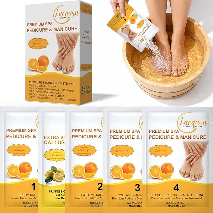 Genuine Deluxe Pedicure Kit 5 Step Spa Set – Epsom Salt Soak Callus Remover Gel Prestigious