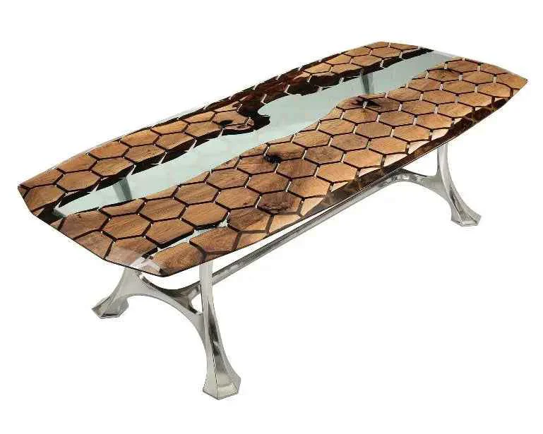 Trendy Hexagon Resin Dining Table Certified