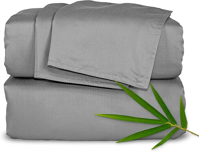 Optimized Pure Bamboo Queen Sheets Organic Viscose Derived from Bamboo Bed Sheet Set Luxuriously Soft amp Cooling Double Stitching 2 Year Quality Promise Queen Stone Grey Artisan
