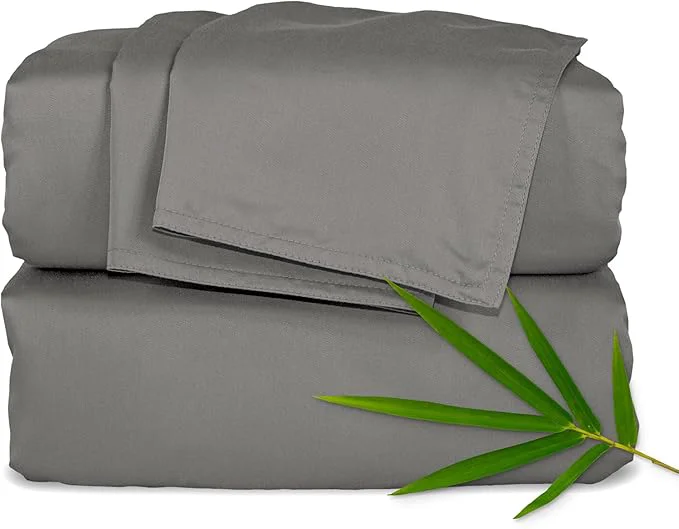 High-Grade Pure Bamboo Queen Sheets Organic Viscose Derived from Bamboo Bed Sheet Set Luxuriously Soft amp Cooling Double Stitching 2 Year Quality Promise Queen Graphite First-Class