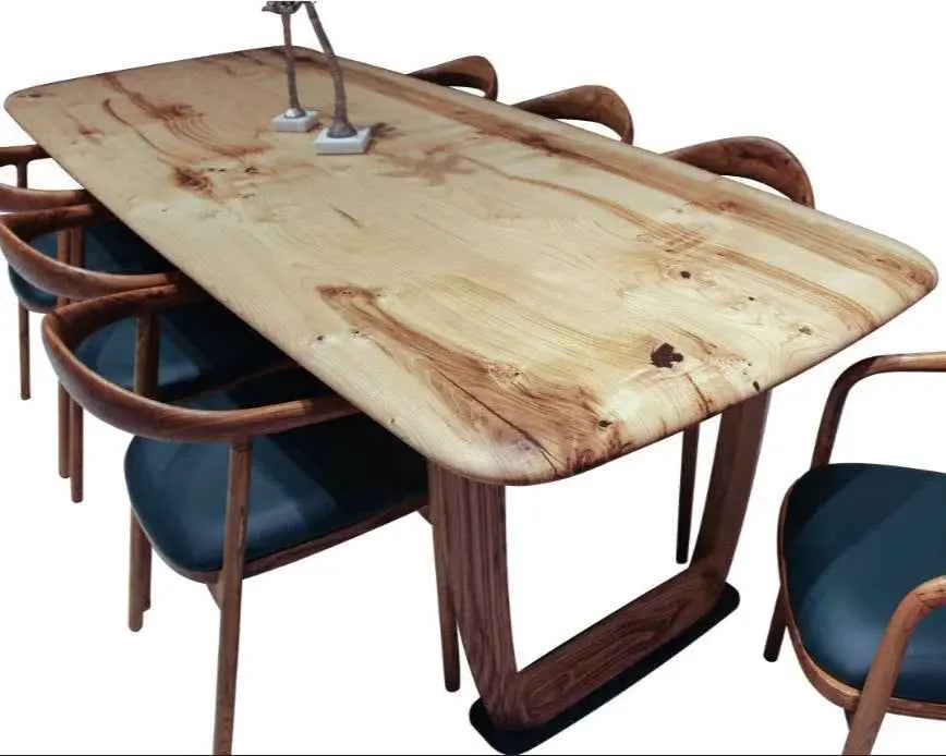 Fast Rustic Solid Chestnut Wood Dining Table with Chestnut Legs Premium