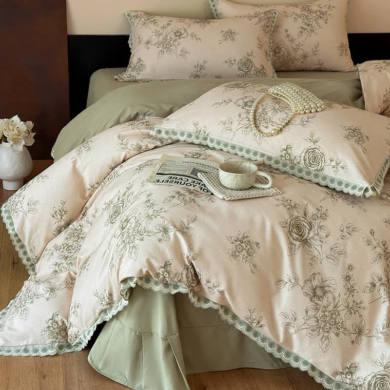 Detailed Ownkoti Romantic Garden Cotton Duvet Cover Set Selected