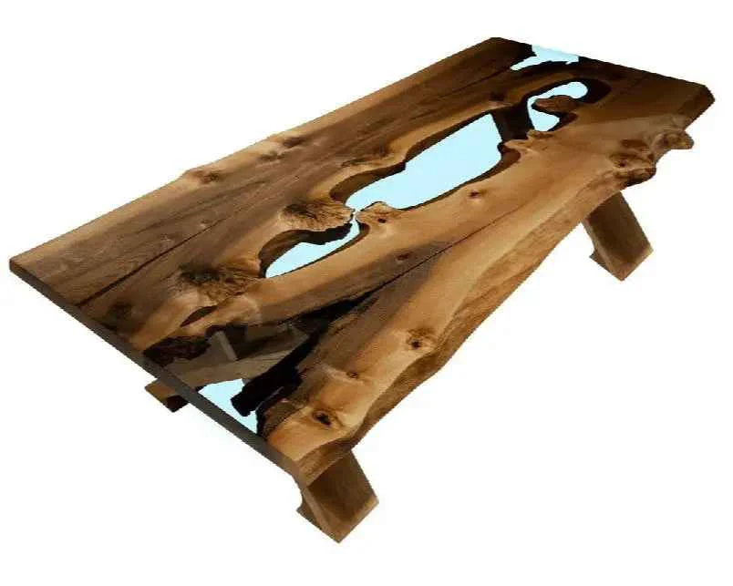 Consistent Live Edge Rustic Epoxy Resin River Dining Room Table Made of Walnut Secure
