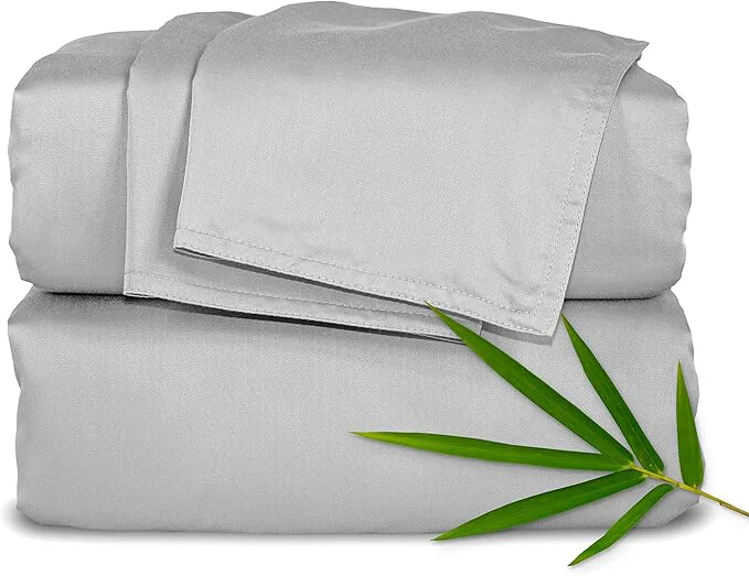 High-Performance Pure Bamboo Queen Sheets Organic Viscose Derived from Bamboo Bed Sheet Set Luxuriously Soft amp Cooling Double Stitching 2 Year Quality Promise Queen Silver Pearl Natural