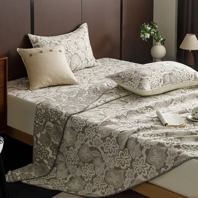 Modern Ownkoti Farmhouse Floral Three-Layer Cotton Gauze Quilt Functional