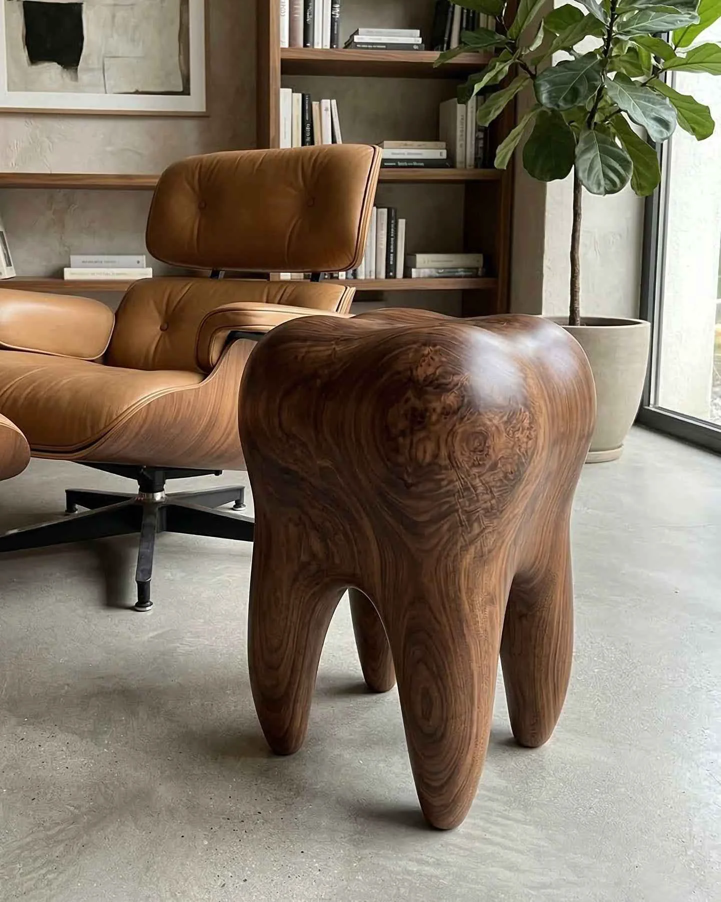 Effective Walnut Tooth Sculptural Stool amp End Table Modern
