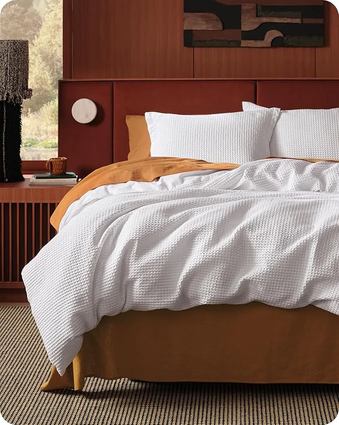 Official Bedsure Cotton Duvet Cover Queen - Cotton Waffle Weave Bright White Duvet Cover Queen Size GentleSoft™ and Breathable Bedding Set for All Season 3 Pieces 90 quot x90 quot Crafted