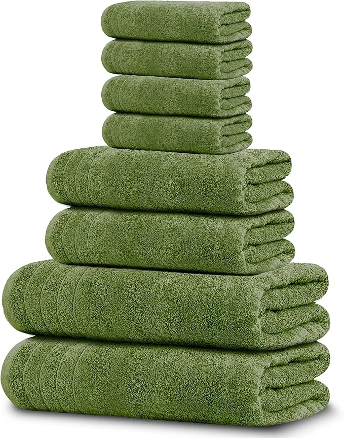 Organic Tens Towels Pack of 8 Towels Set 2 Extra Large Bath 2 Hand 4 Washcloths Classic