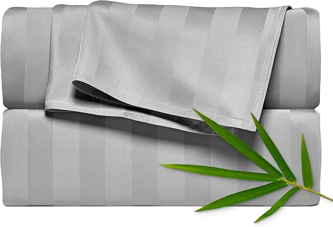 Verified Pure Bamboo California King Sheets Organic Viscose Derived from Bamboo Bed Sheet Set Soft amp Cooling Double Stitching 2 Year Quality Promise California King Jacquard Silver Sophisticated