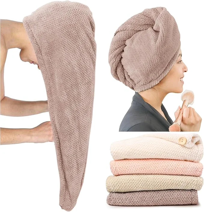 Reusable ROLSHOL Extra Large 4 Pack Microfiber Hair Towel Wrap Unique