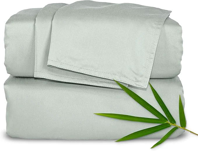 Secure Pure Bamboo Twin XL Sheets Organic Viscose Derived from Bamboo Bed Sheet Set Luxuriously Soft amp Cooling Double Stitching 2 Year Quality Promise Twin XL Sea Glass Crafted