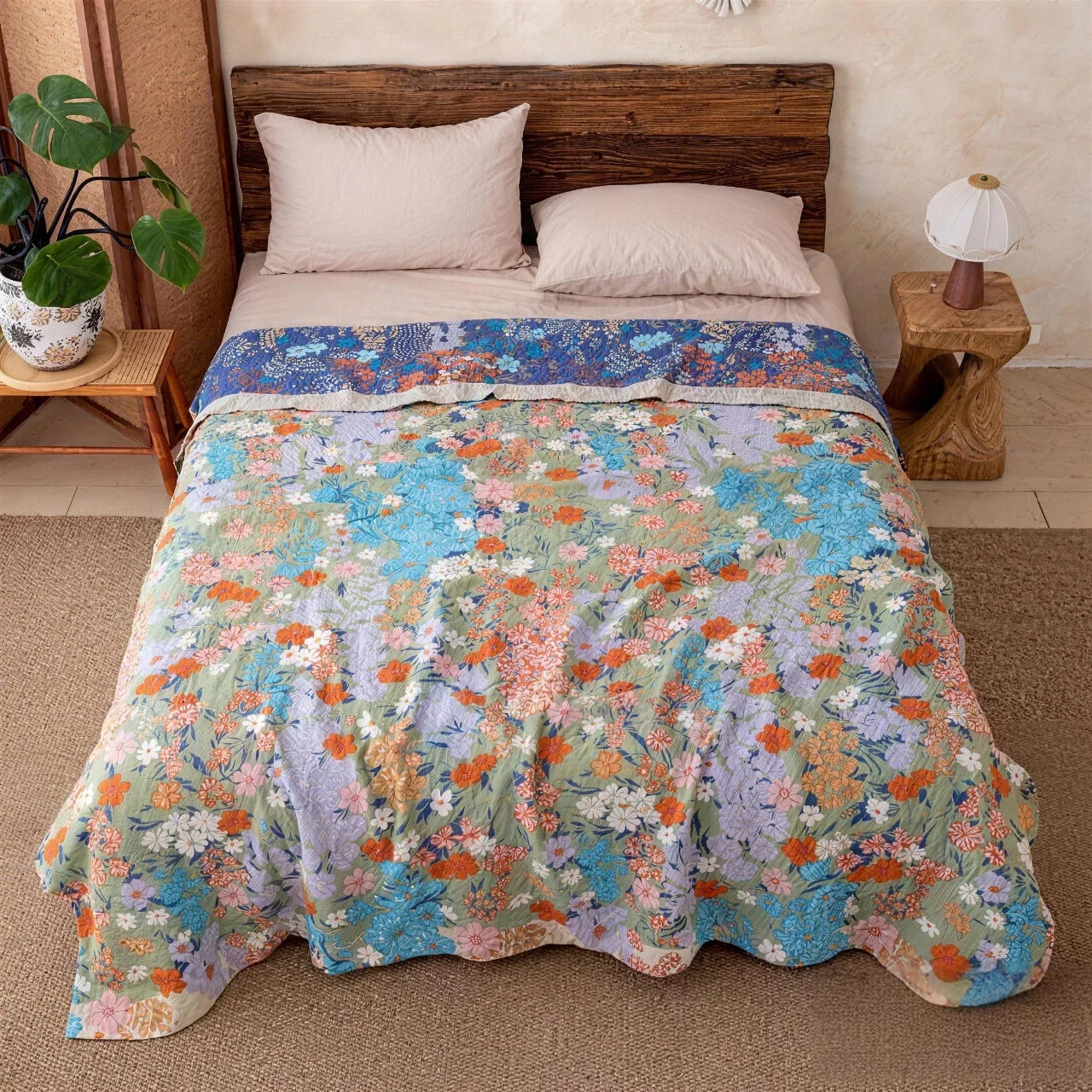 High-Grade Ownkoti Spring Florals Multicolor Gauze Quilt Traditional