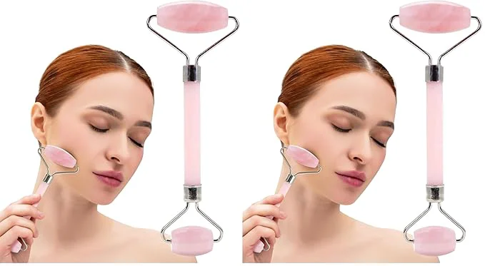 Secure Rose Quartz Facial Roller Elite