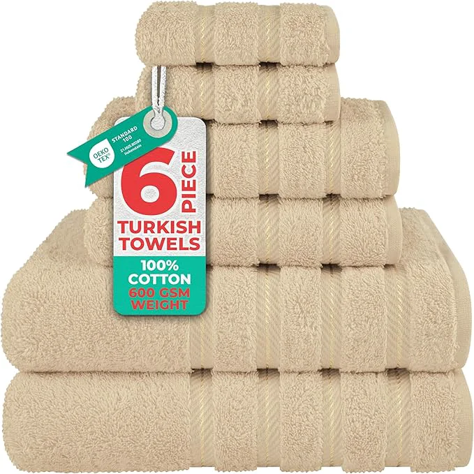 Unique American Soft Linen Luxury 6 Piece Towel Set 2 Bath Towels 2 Hand Towel 2 Easy-to-Use
