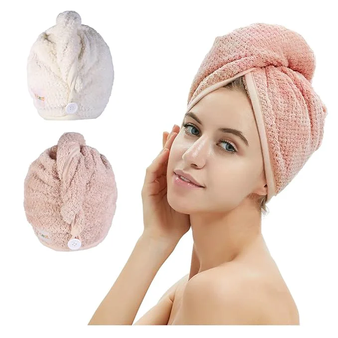 Easy-to-Use M-l 2 Pack Microfiber Hair Towel Wrap Hair Drying Towel Long-Lasting