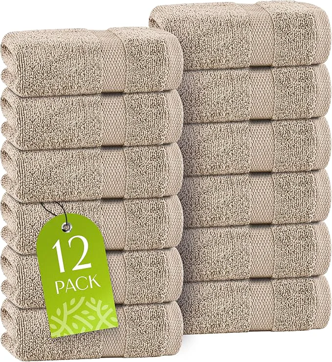 Safe White Classic Taupe Washcloths Set Effective