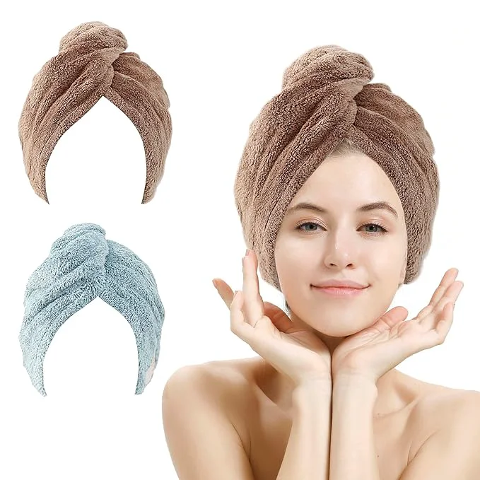 Reusable M-l 2 Pack Hair Drying Towels Hair Wrap Towels Absorbent Microfiber Hair Original Design
