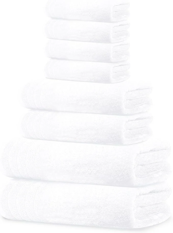 High-Quality Tens Towels Pack of 8 Towels Set 2 Extra Large Bath 2 Hand 4 Washcloths Solid
