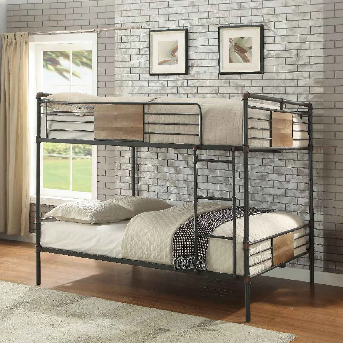 Crafted Brantley - Double Queen Bunk Bed - Sandy Black amp Dark Bronze Hand-Brushed Environmentally Friendly