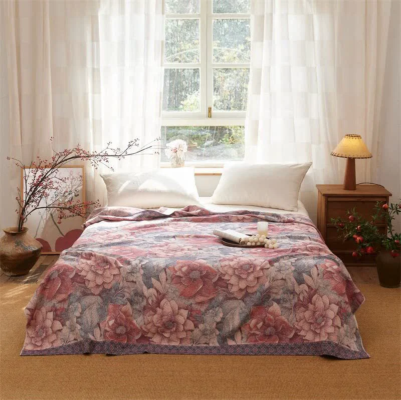 Reliable Ownkoti Luxurious Pink Floral Cotton Quilt Blanket Verified