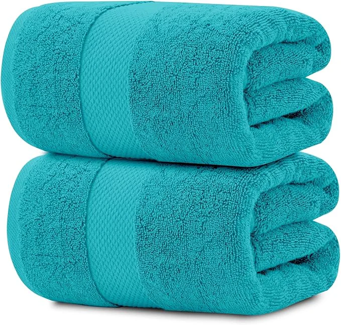Green White Classic Luxury Soft Aqua Bath Sheet Towels Contemporary