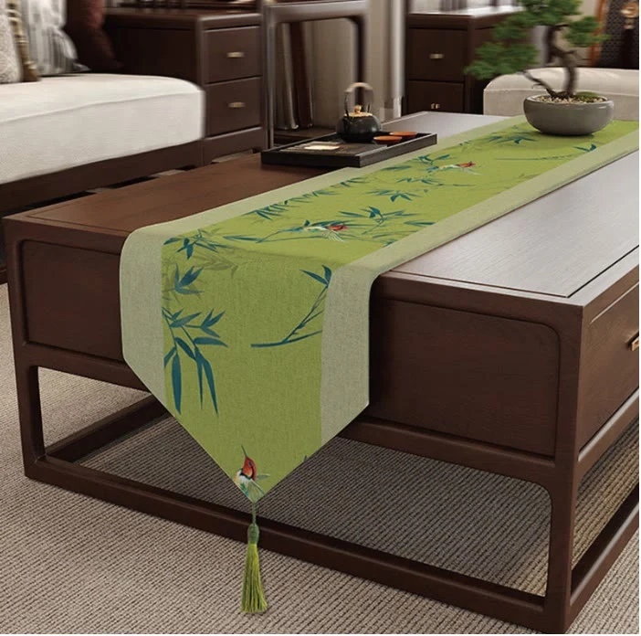 Selected Ownkoti Green Bamboo amp Birds Table Runner Official