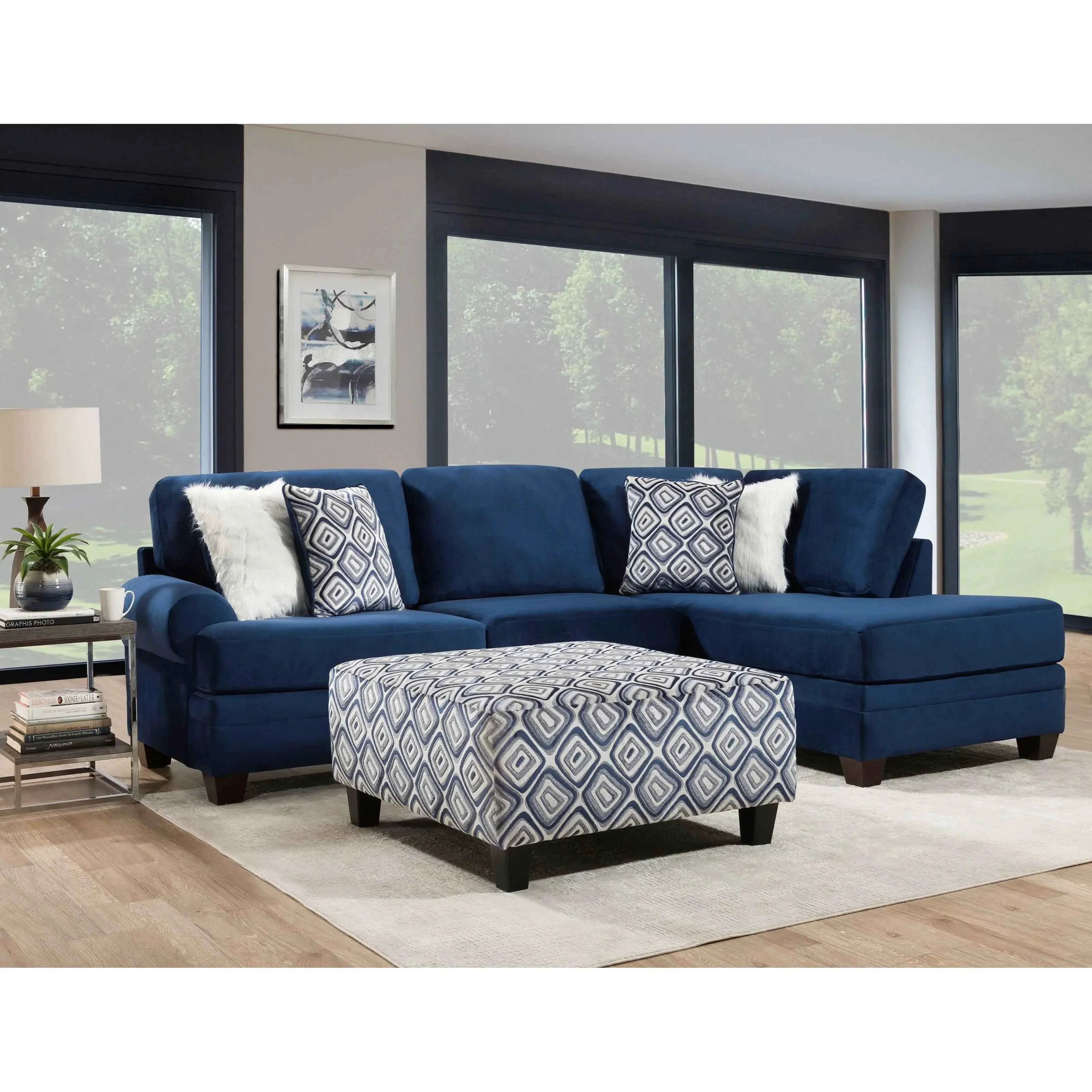 Trendy Groovy - Navy - 2pc Sectional Collection Quality