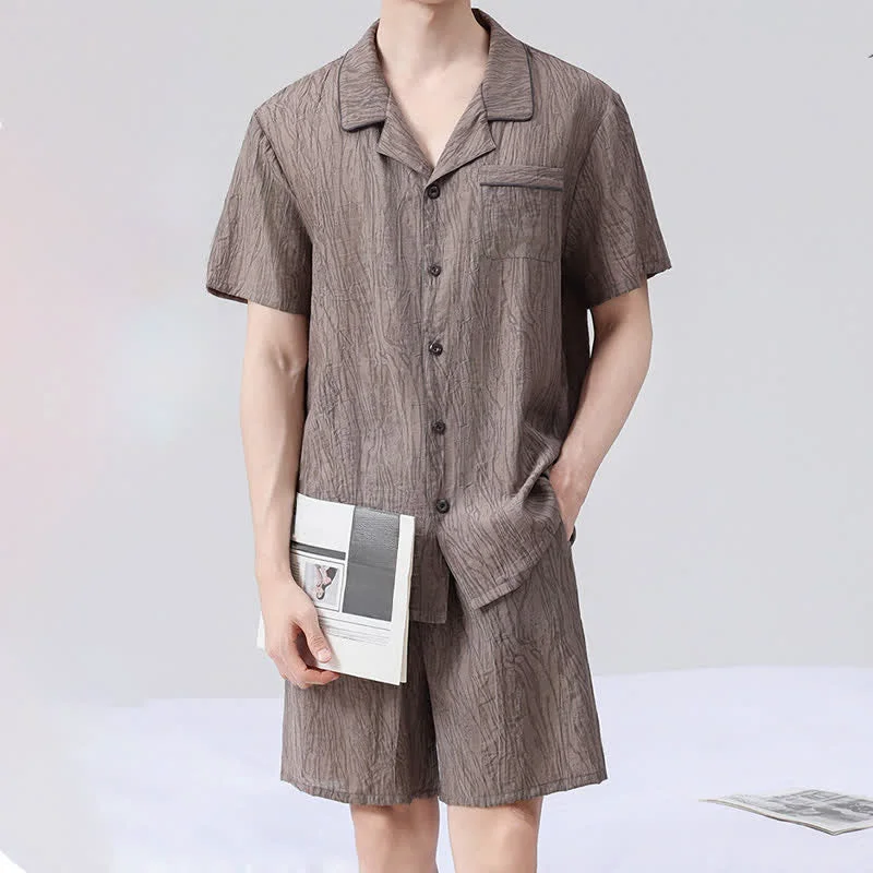 User-Friendly Ownkoti Textured Short Sleeve Pajama Set Smart