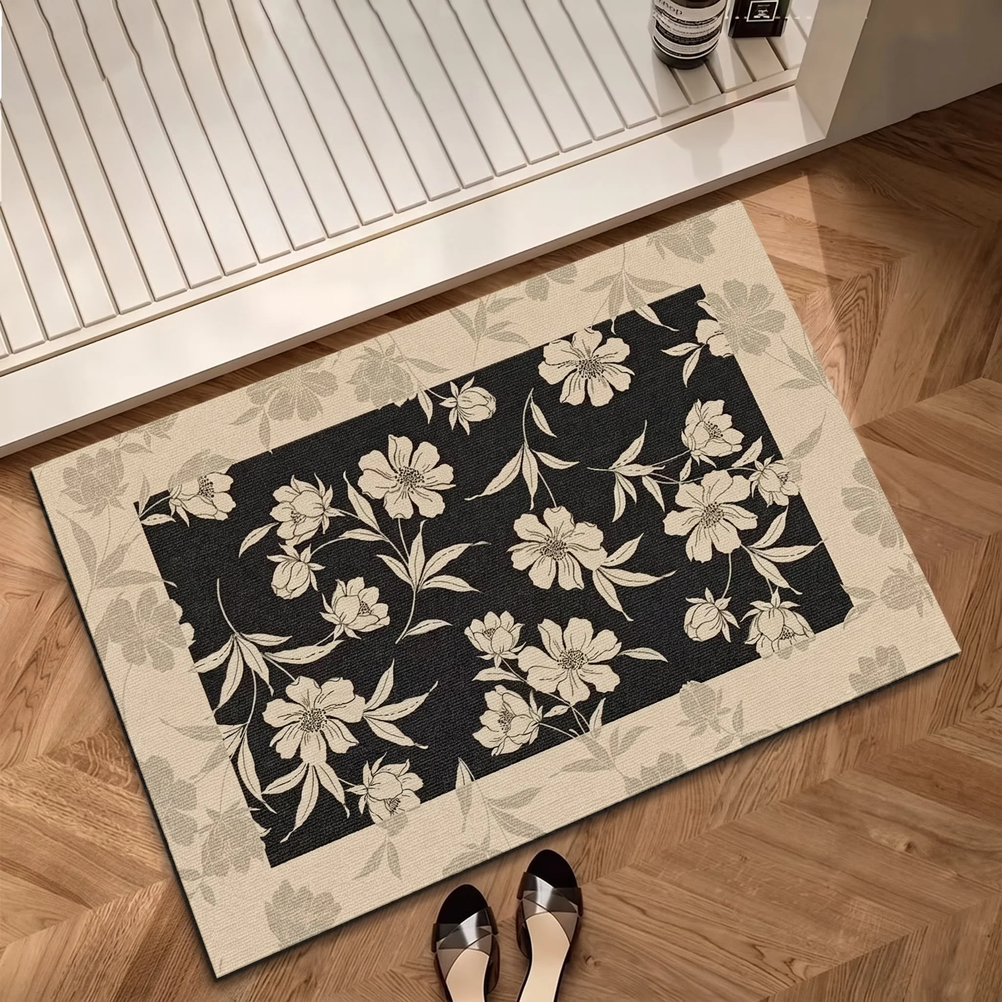 Functional Ownkoti Vintage Peony Diatomaceous Earth Bathroom Rug Original