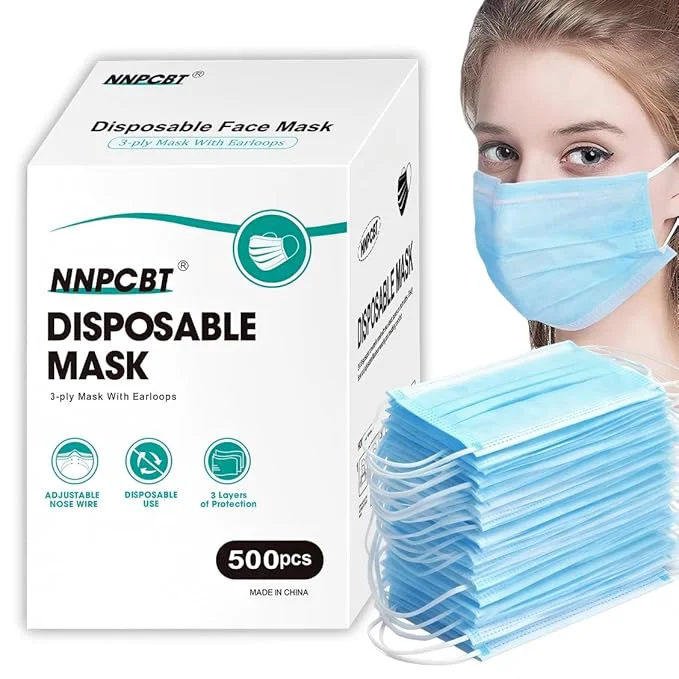Smooth 500 Pcs Blue Disposable Face Masks 3 Ply Face Masks Disposable Recyclable