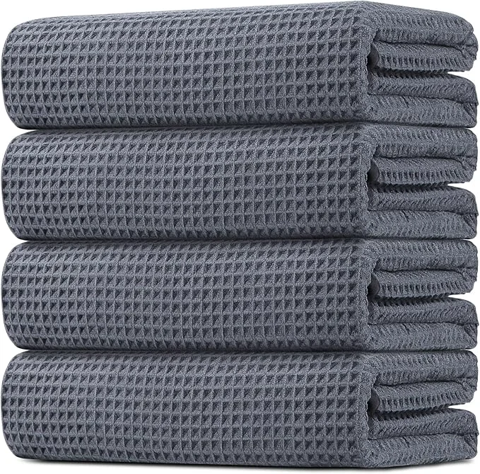Modern HOMEXCEL Waffle Bath Towels Set 4 Pack Premium Microfiber Bathroom Towels Classic